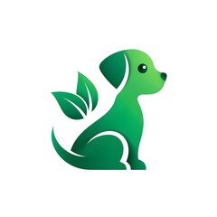 Obraz premium A stylized green dog logo design that symbolizes eco-friendliness and nature, showcasing a blend of pet care and environmental consciousness.