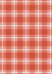 Red and white checkered pattern. Gingham fabric design template. 