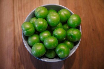 Fresh green plums