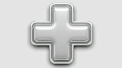 Obraz premium Silver Plus Sign Icon with Rounded Edges Modern Minimalist Design for Technology Health and