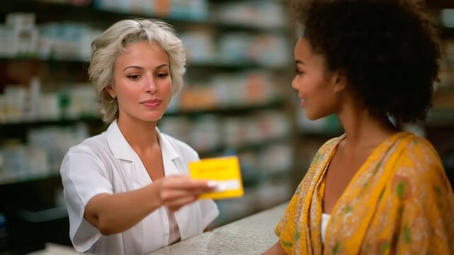 Pharmacist Recommends Lozenges to Patient in Pharmacy Scene