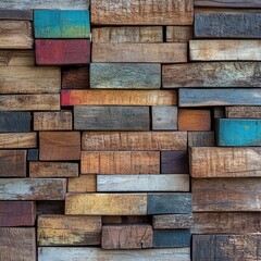 Colorful wooden blocks wall art