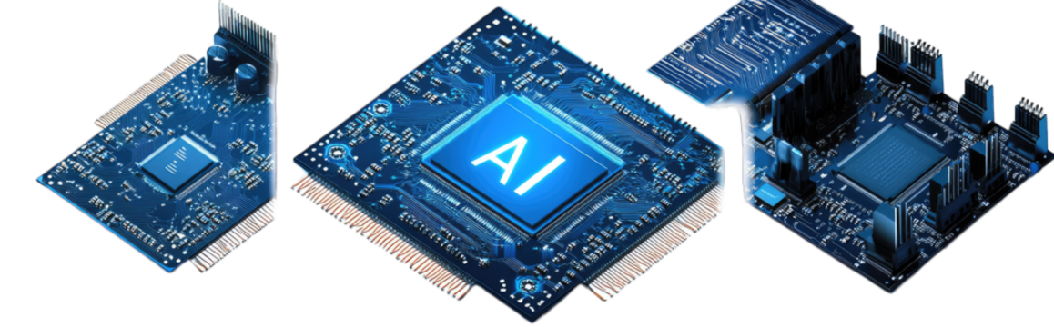 Three Circuit Boards With The Word Ai On One Of The Boards