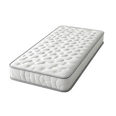 A White Mattress With A Grey Trim Sits On A Transparent Background The Mattress Has A Quilted Pattern On The Top