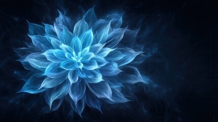 Abstract, luminous,  blue flower design