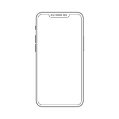 Outline drawing trendy smartphone. Elegant thin line style cellphone design