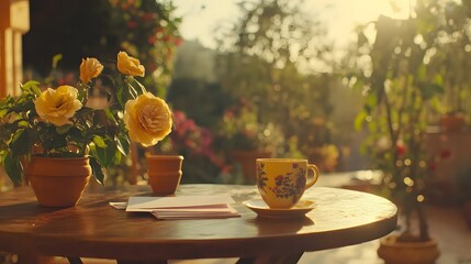 Serene Garden Morning Tea Yellow Roses