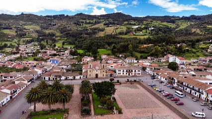 Tibasosa, Boyaca - Colombia. May 8, 2025. Aerial view from a drone, with a temperature of 18 degrees Celsius.