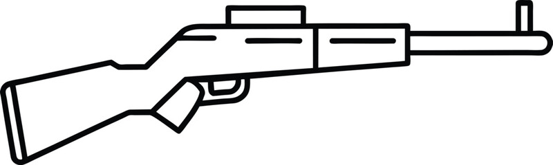 Rifle Gun Icon, Line Art, Weapon, Military