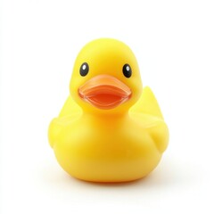 Bright Yellow Rubber Duck Toy on White Background for Fun Activities