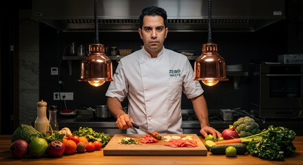 Chef Preparing Sustainable Meal: Zero Waste Culinary
