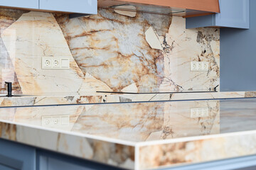 Discover the Elegant Marble Kitchen Countertop and Backsplash Design that elevates any space