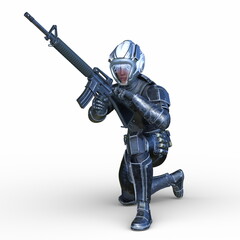 Naklejka premium サイバー戦士 3DCGレンダリング