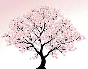 Fototapeta premium Beautiful Cherry Blossom Tree Against a Delicate Pastel Background