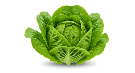 Fototapeta premium Lettuce Head with Soft Shadows on White Background