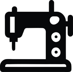Sewing Machine Icon Black Silhouette Design