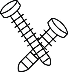 Two Screws Icon Black White Graphic Design