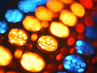 Abstract Colorful Bokeh Lights Background, Warm and Cool Tones