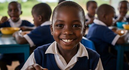 Smiling Child in School Uniform, Africa