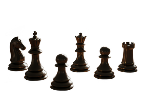 3D Chess Pieces Darkly Lit Strategic Game Transparent Background