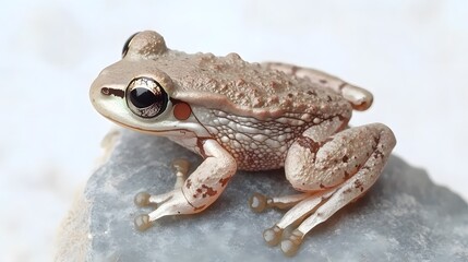 Obraz premium Closeup of a Tiny Beige Frog on a Rock