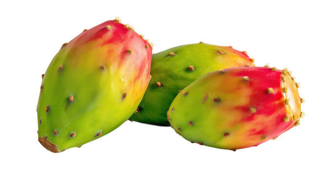 Three Prickly Pears Close Up on Transparent Background