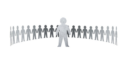 Abstract Illustration Of People Silhouettes in Teamwork on Isolated Black Background