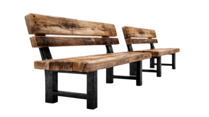 Wooden Park Bench: A rustic wooden park bench perfect for relaxation, offering a tranquil spot to enjoy the outdoors. The bench has a timeless aesthetic with an inviting appeal.
