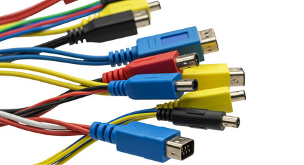 Assorted Colorful Cables with Transparent Background for Technology Illustration