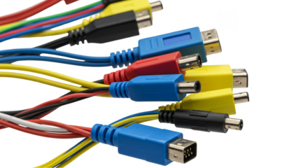 Assorted Colorful Cables with Transparent Background for Technology Illustration