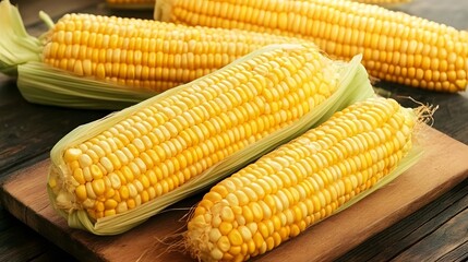 Fresh Juicy Corn on the Cob Wooden Board