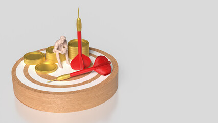 The  Red darts and coins on Blue eye target for Business concept..