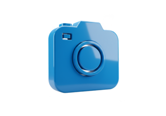 Blue Camera Photography Icon 3D Render Transparent Background