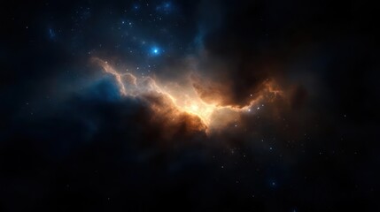 Obraz premium Dramatic Nebula with Shining Stars and Dark Clouds