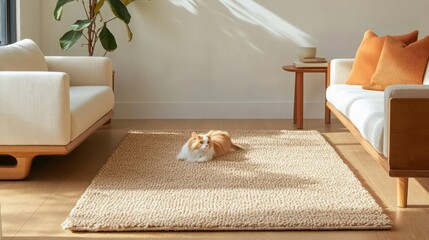 Elegant Cat Lounging in a Cozy Living Room