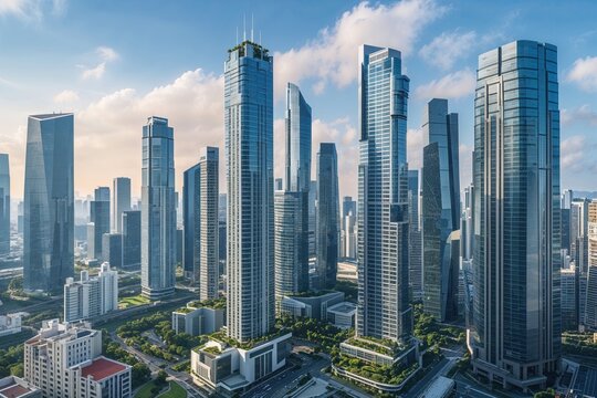 Dynamic Urban City Towers: Modern Skyscrapers in a Thriving Business Landscape