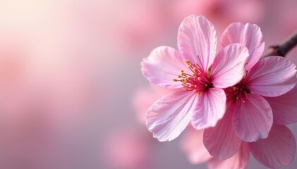 Obraz premium Soft blush sakura, overlapping petals, subtle gradients , blossom pattern, light pink