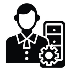 it technician element isolated mobile device setup on white background