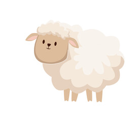Sheep icon. Female farm animal isolated on white . Wool production. Sheep isolated on white background. Vector flat