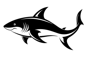 Fototapeta premium Stylish Shark Silhouette in Black and White for Design Projects and Ocean Themed Graphics