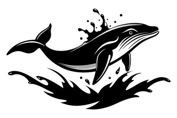 Whale Graphic Vector Splash of Water Ocean Animal Design
