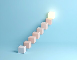 Ascending Cubes Growth, Progress, Success, Illumination, Achievement, Steps, Goals, Brightness, Path