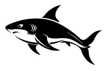 Fototapeta premium Shark Silhouette Graphic Design Underwater Predator Illustration Isolated Element Black and White Marine Wildlife