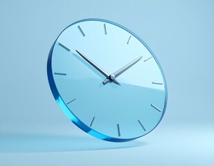 Modern Blue Glass Clock Minimalist Timepiece Design Concept