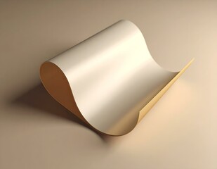 Elegant Beige Paper Curl, Abstract Background, Minimalist Design, Soft Texture, Smooth Surface, Subt