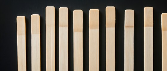 Fototapeta premium Neat wooden sticks on dark surface