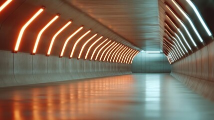 Futuristic Corridor with Glowing Lights
