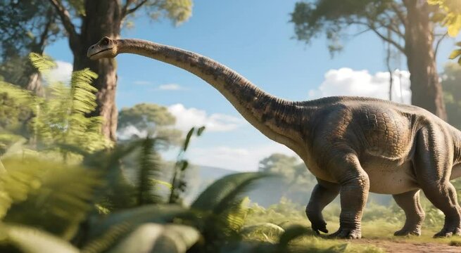 Brachiosaurus camina tranquilo