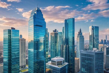 Obraz premium Stunning Glass Office Complexes and Skyscrapers Transforming Urban Skylines