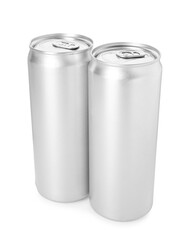 Two blank tin cans isolated on white